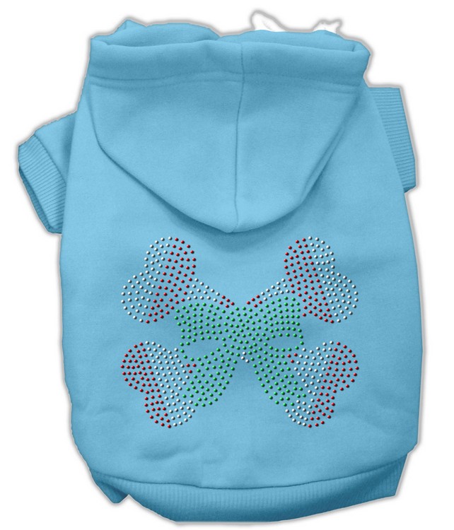 Candy Cane Crossbones Rhinestone Hoodie Baby Blue XXL